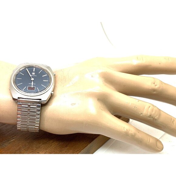 Zenith Men's Watch Vintage Swiss Quartz 532 7706 Blue Dial FOR REPAIR PARTS - Picture 4 of 15